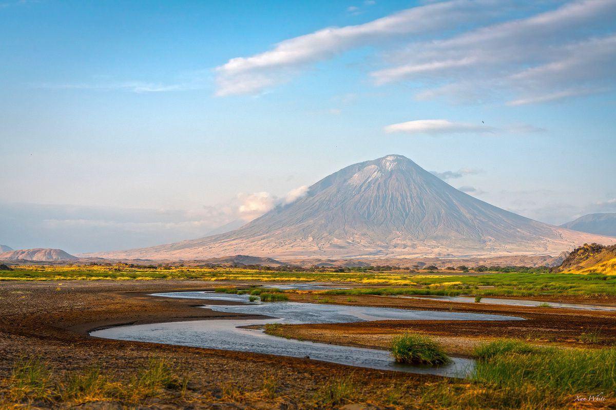 Ol Doinyo Lengai volcano above the Lake Natron plains